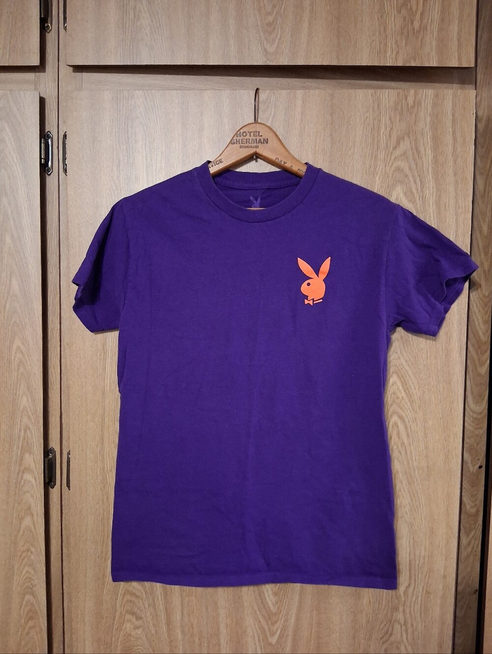 PLAYBOY Purple Short Sleeve Tee with Orange Bunny Logo